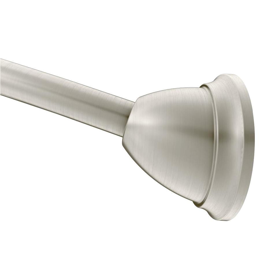 moen 57 60 in tension mount brushed nickel curved adjustable single shower curtain rod