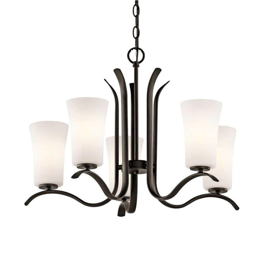 kichler armida 25 25 in 5 light olde bronze etched glass shaded chandelier 43074oz