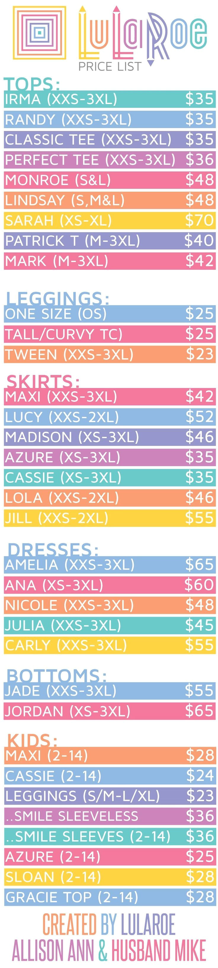 lularoe price list updated 2017 lularoe prices