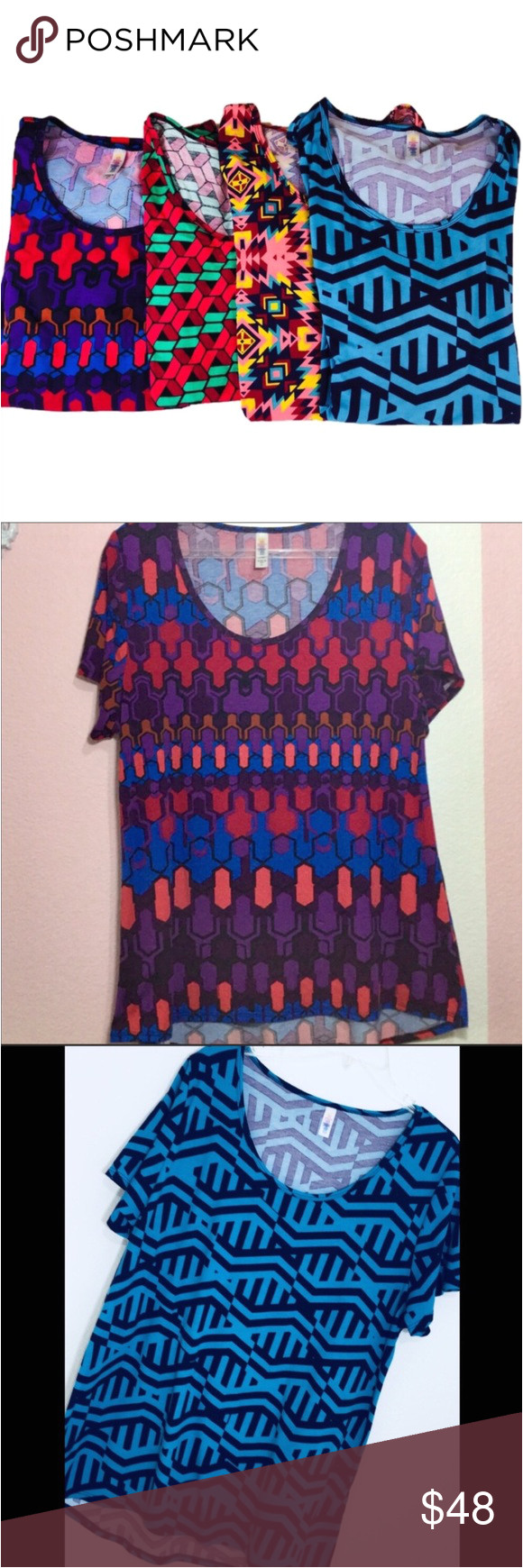 name your price lularoe classic tee bundle lularoe classic tee bundle cute prints the blue top does not have a size tag size xl euc lularoe tops blouses