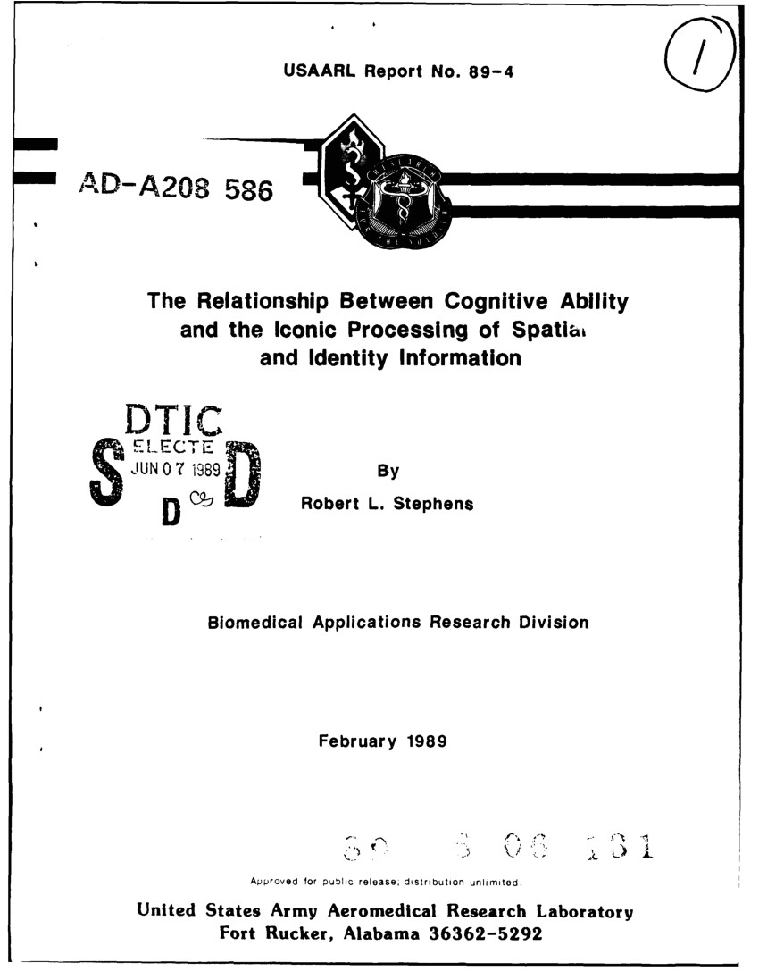 pdf the relationship between cognitive ability and the iconic processing of spatial and identity information