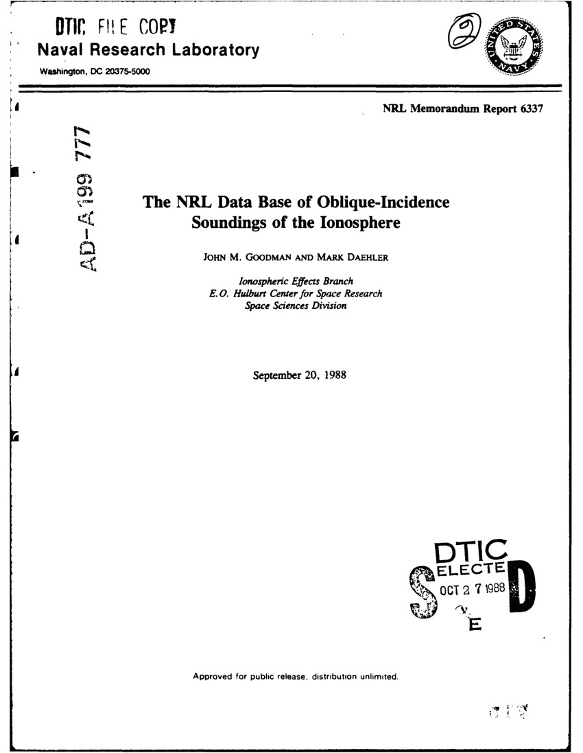 pdf the nrl naval research laboratory data base of oblique incidence soundings of the ionosphere