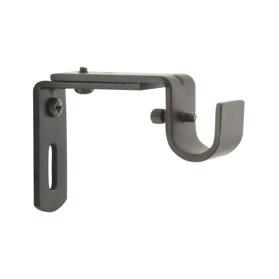 style selections style selctions black steel single curtain rod bracket