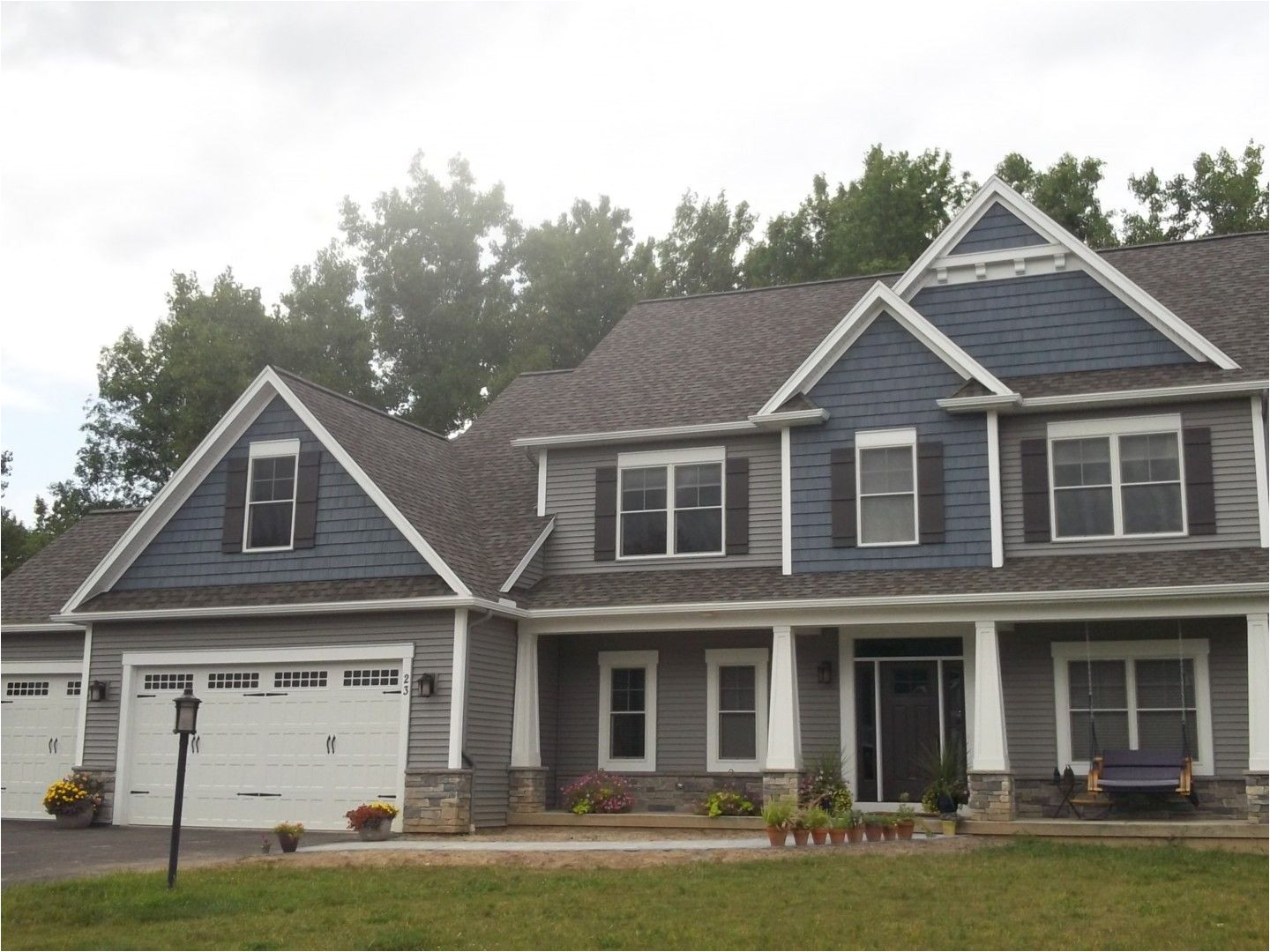 home exterior grey siding with blue shake siding grey siding house blue vinyl siding