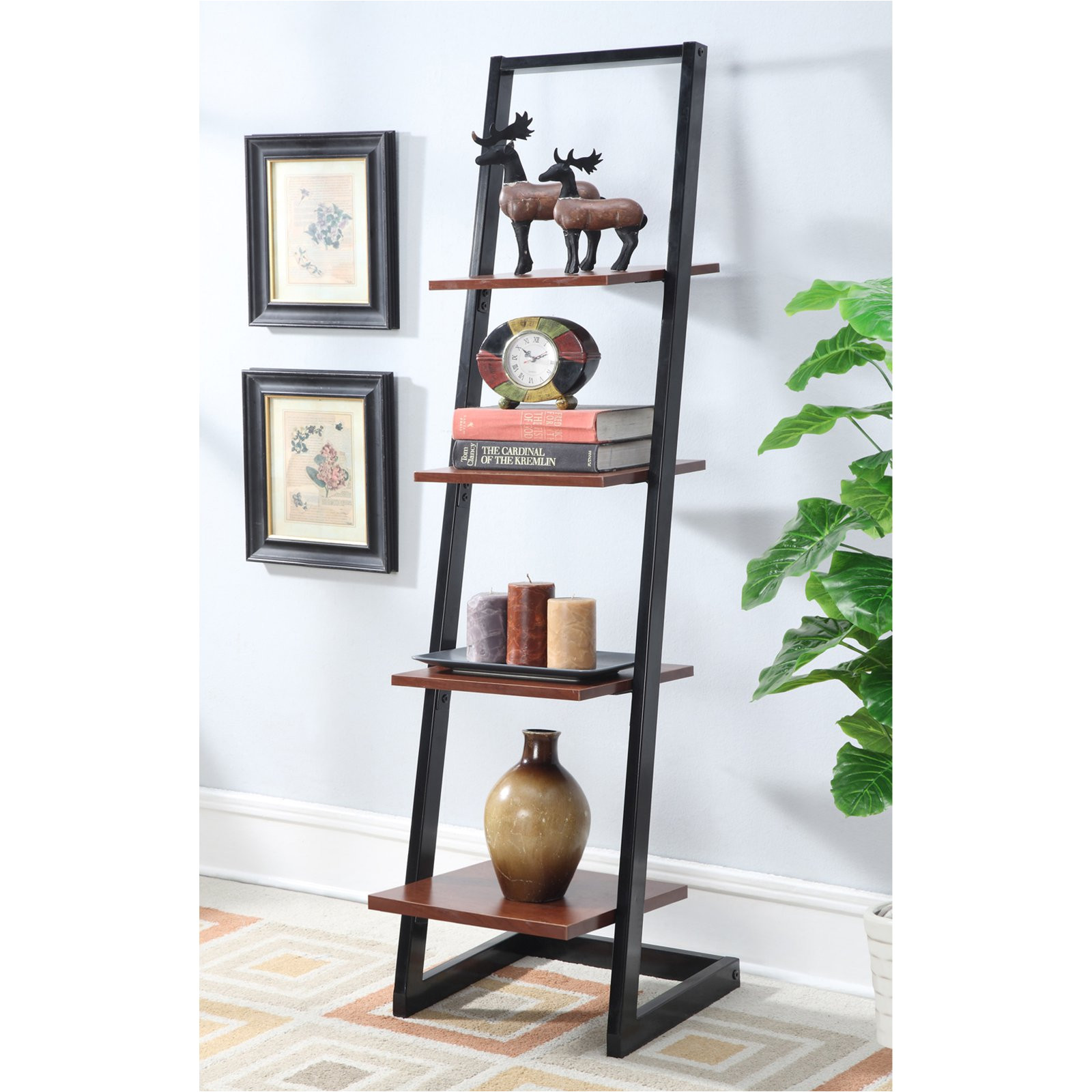 Metal Storage Shelves at Walmart Convenience Concepts Designs2go 4 Tier Ladder Bookshelf Walmart Com
