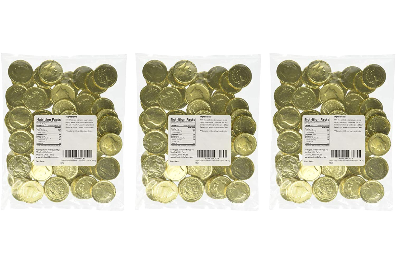 amazon com large gold foiled milk chocolate coins 1lb bag chocolate assortments and samplers grocery gourmet food