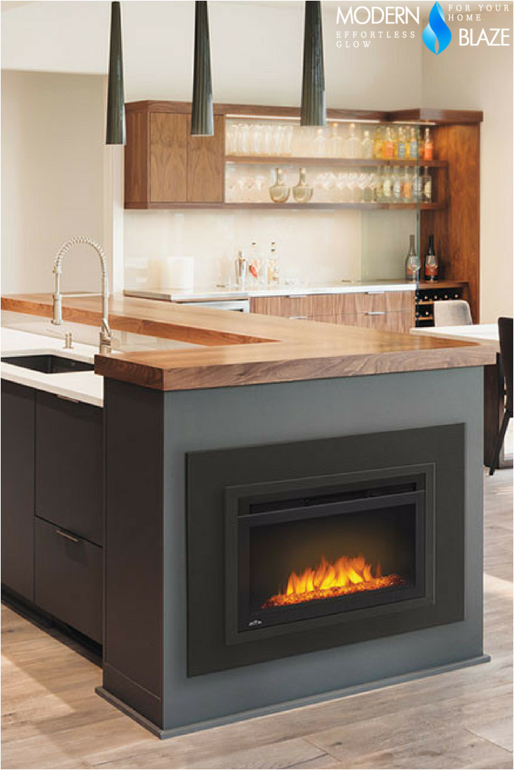 install an electric fireplace into your kitchen island easily done with napoleon 24 built in electric firebox