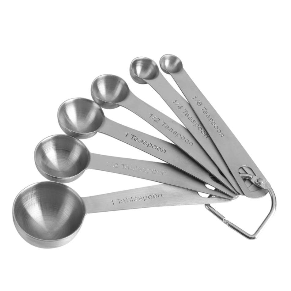 6pcs stainless steel measuring spoons cups measuring set tools for kitchen weight baking sugar coffee graduated spoons scoop in measuring spoons from home
