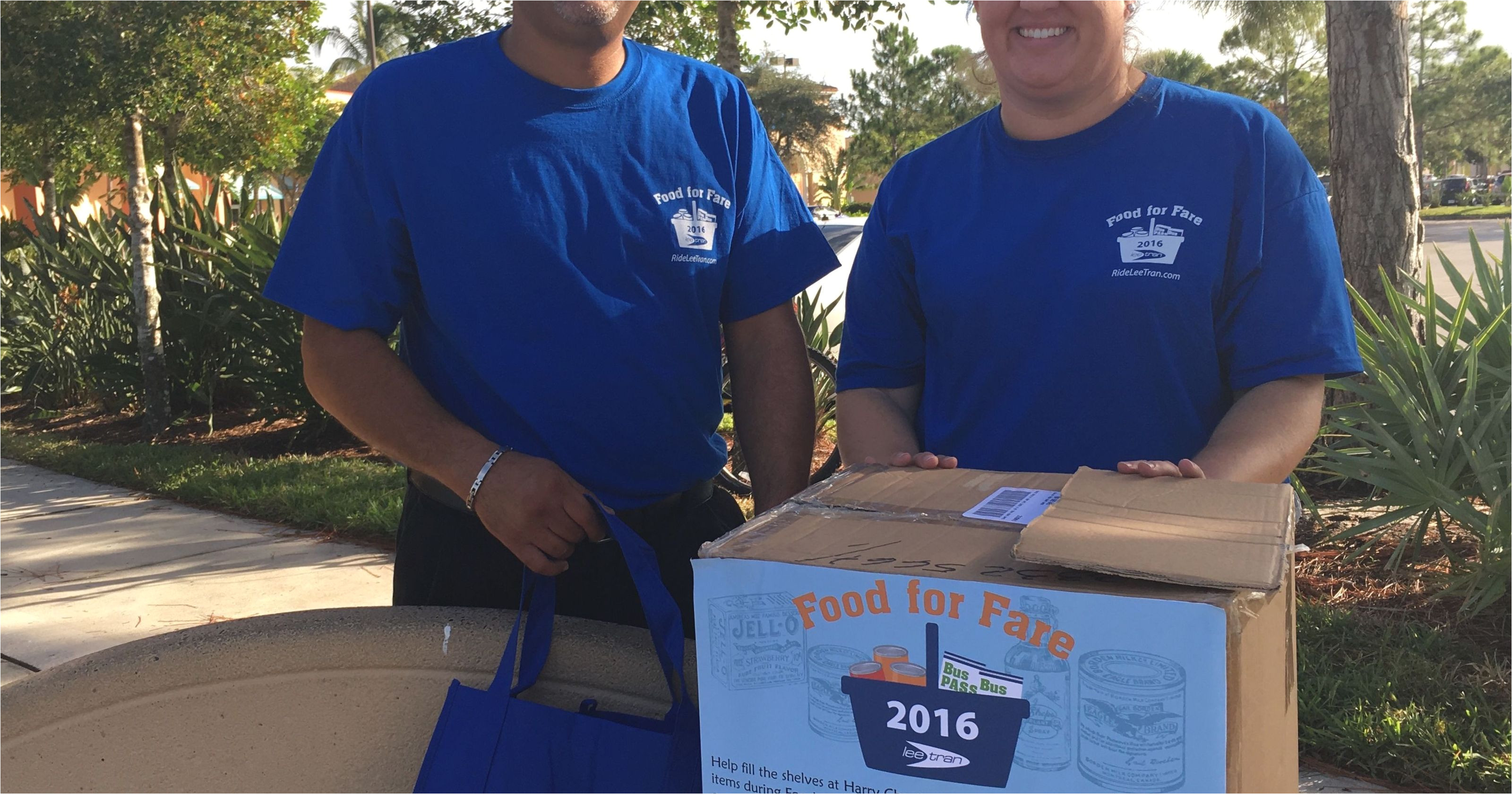 food drive leetran collects donations at bus stops to benefit harry chapin food bank