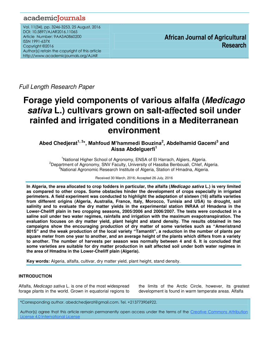 pdf yield yield components and forage nutritive value of alfalfa as affected by seeding rate under irrigated conditions