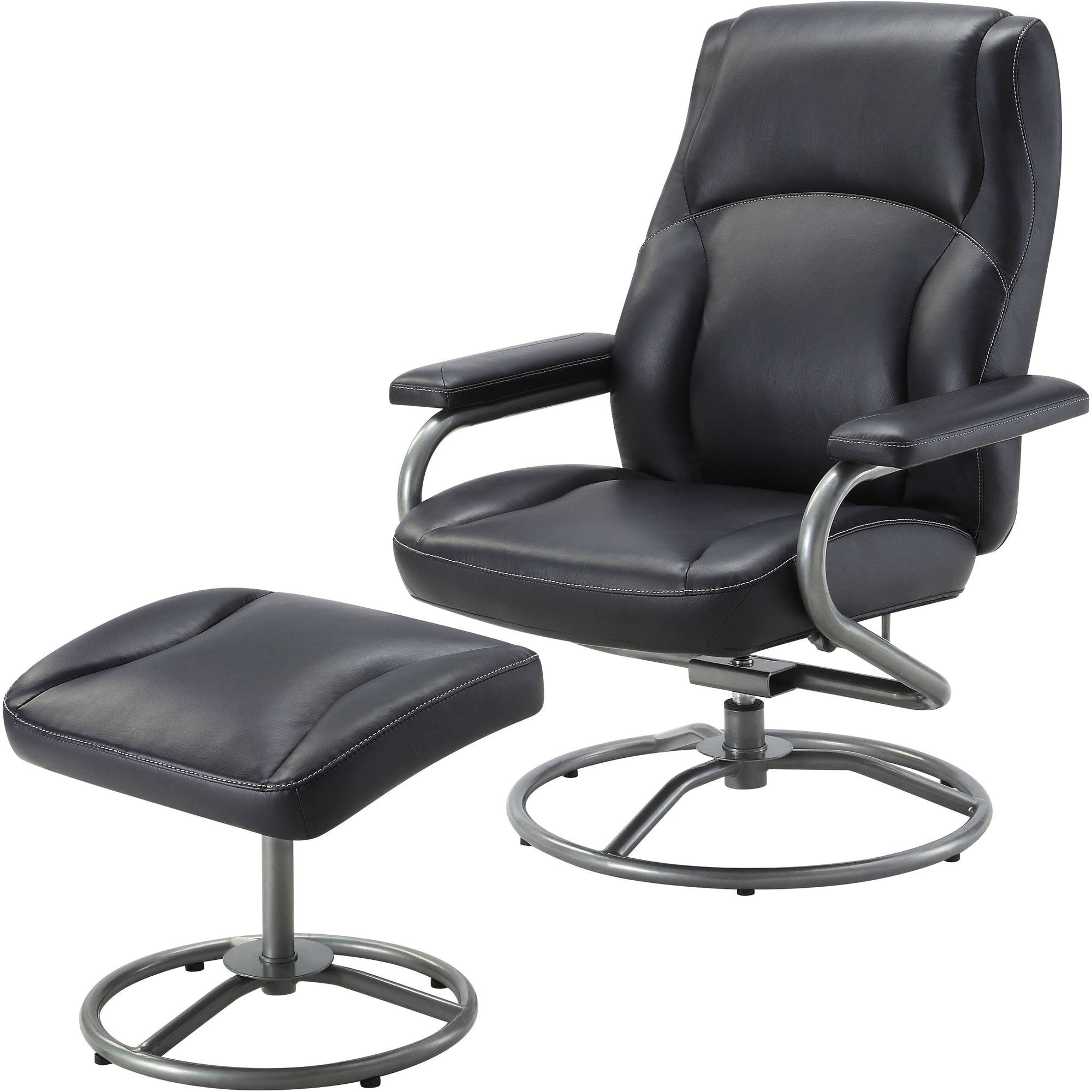 Office Chair with Footrest Walmart Mainstays Plush Pillowed Recliner Swivel Chair and Ottoman Set