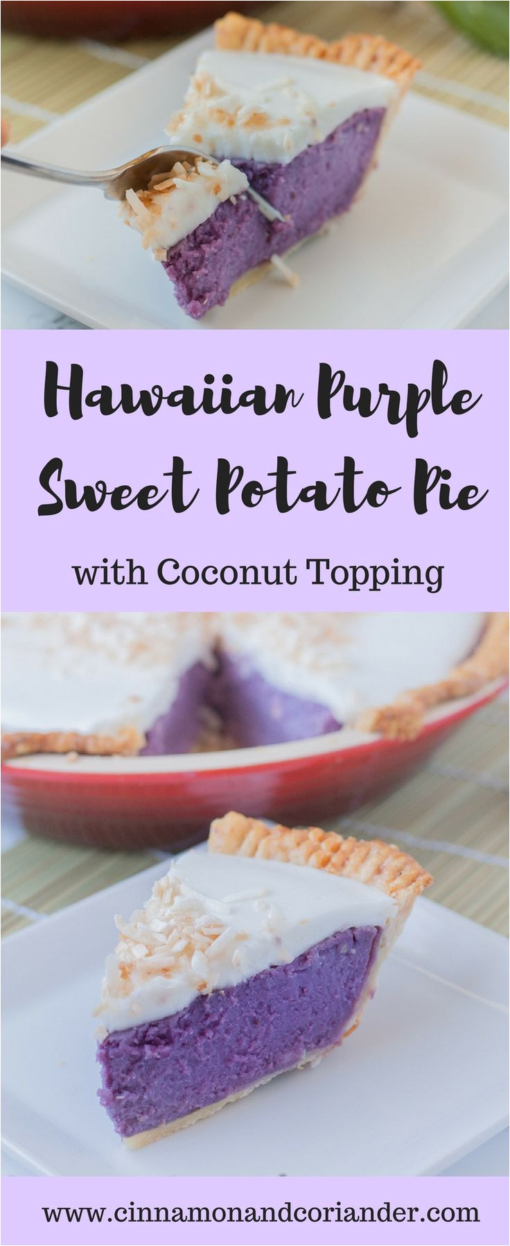 purple sweet potato pie with coconut topping haupia
