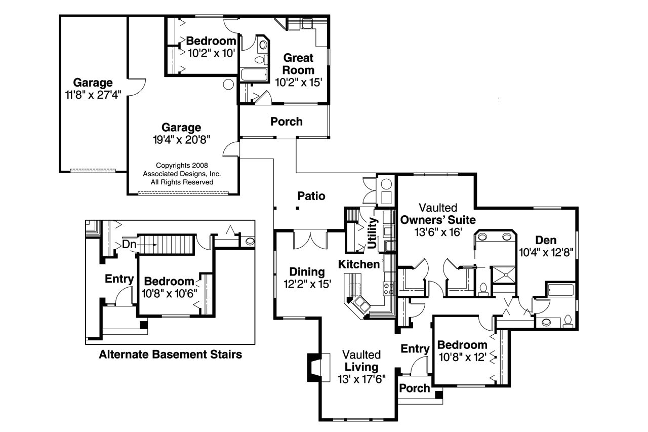  One  Story  House  Plans  with Connecting In Law Suite 