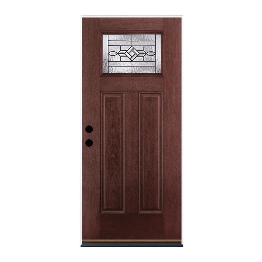 therma tru benchmark doors wickerpark left hand outswing dark mahogany stained fiberglass entry door