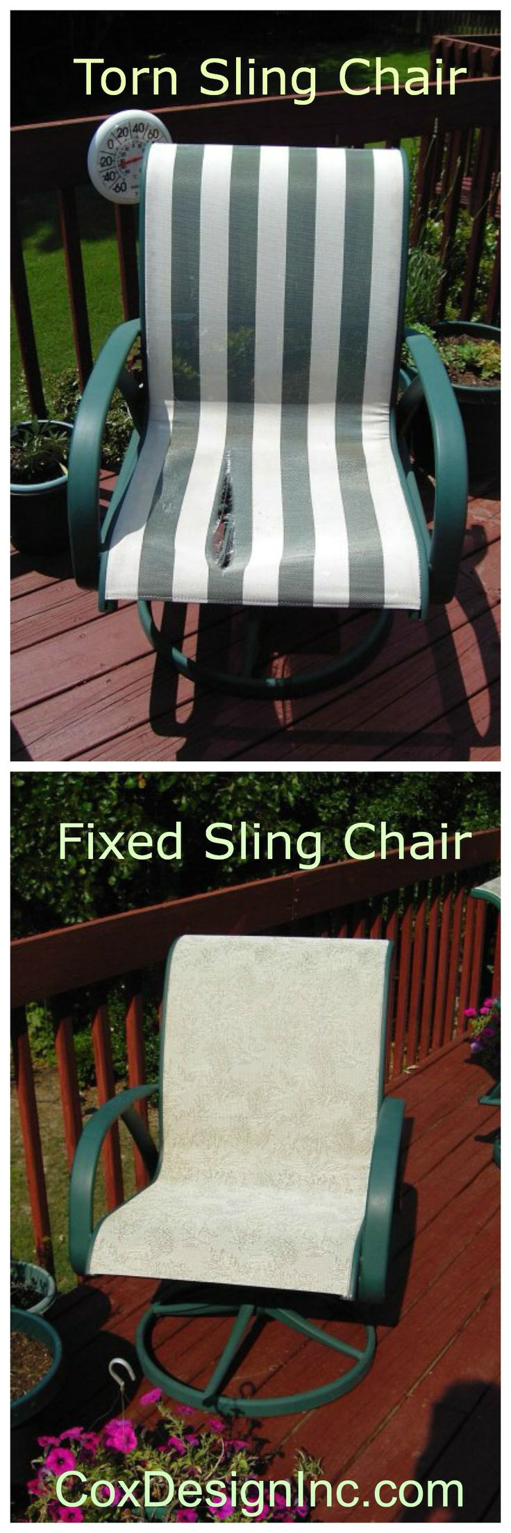 we can replace the fabric in sling type chairs to make them look new again