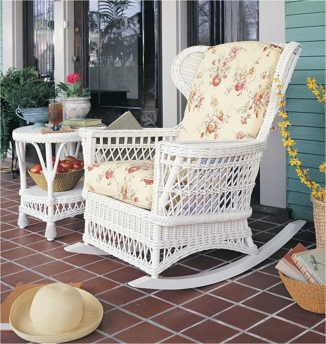 vintage natural wicker rocking chair white