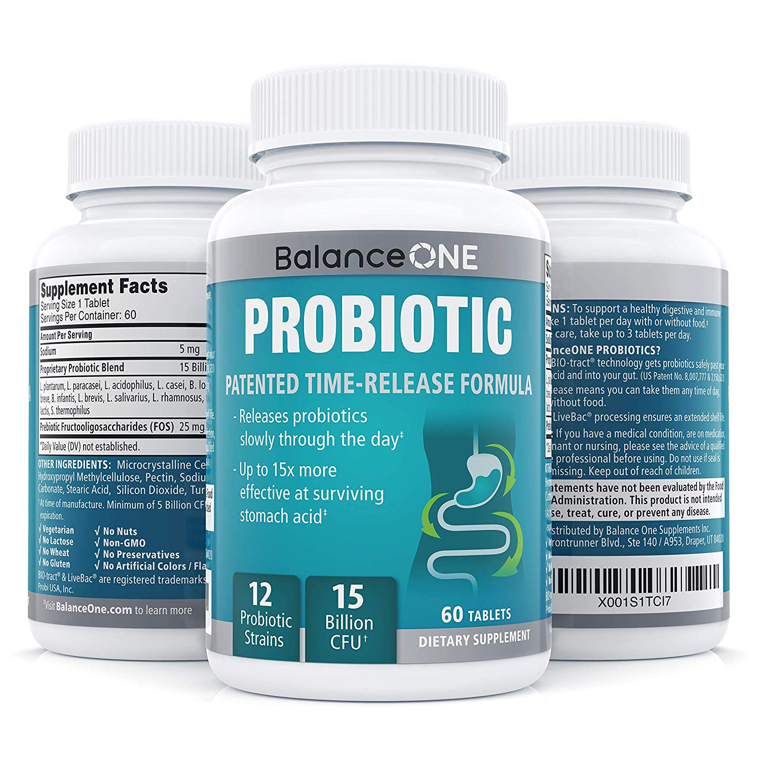amazon com balance one probiotic best for immunity gut health patented time release tablets shelf stable 15 billion cfu 12 probiotic strains