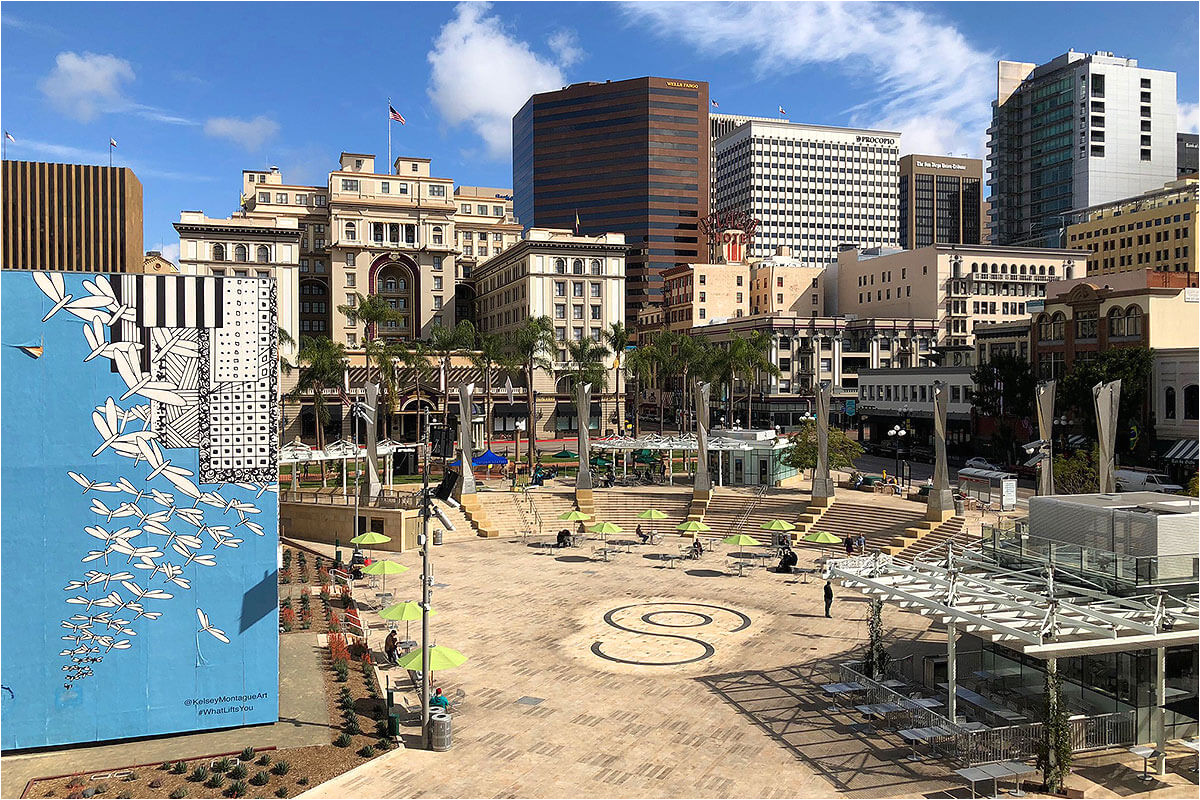 like an urban village in the middle of a city is horton plaza which is a