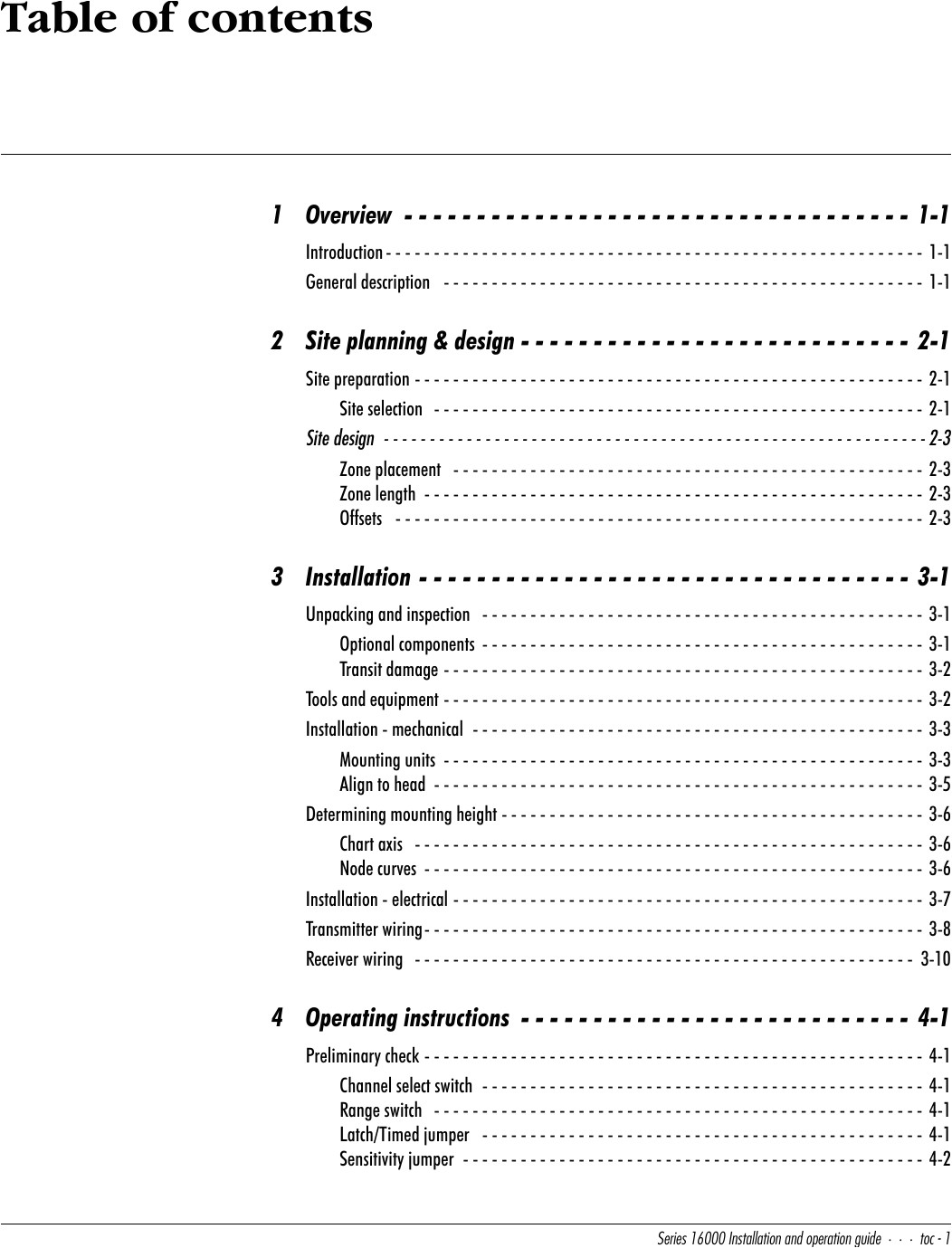 page 3 of 24000 bi static microwave intrusion detection system user manual installation operation