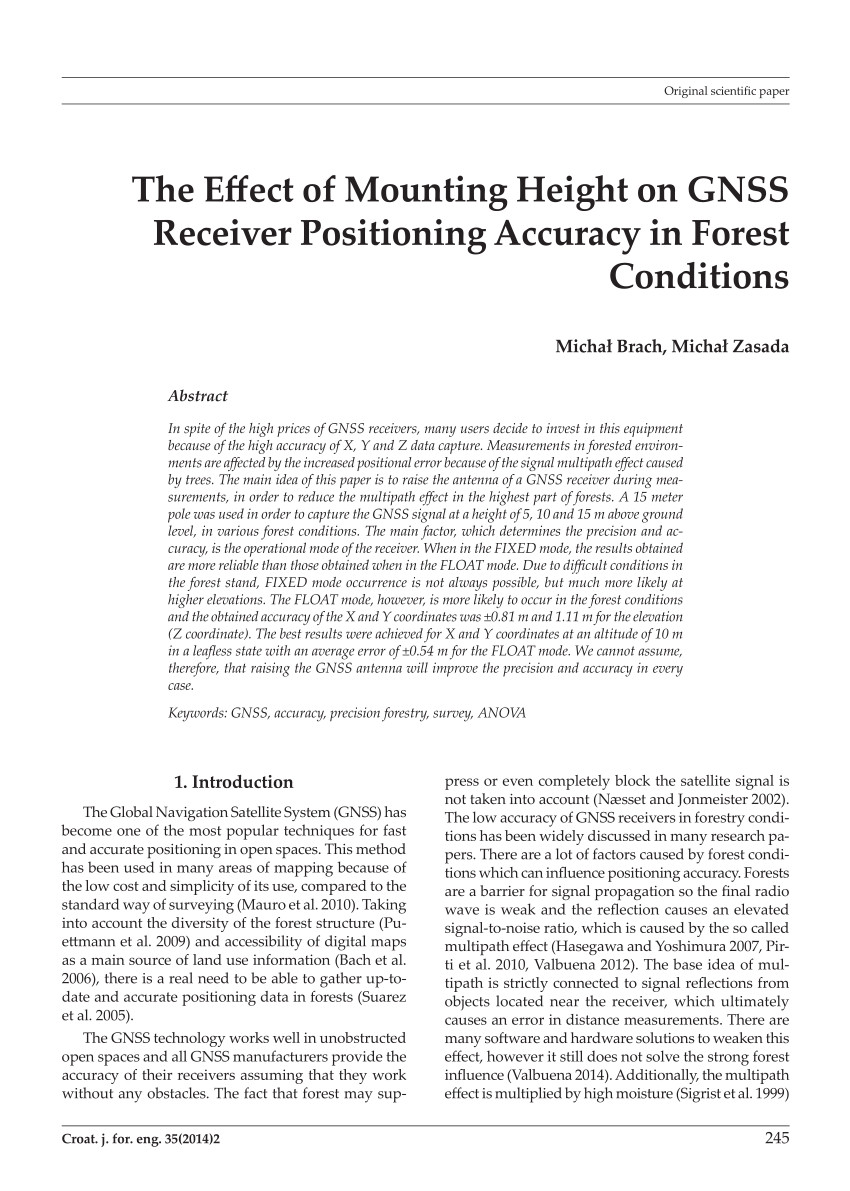 pdf the effect of mounting height on gnss receiver positioning accuracy in forest conditions