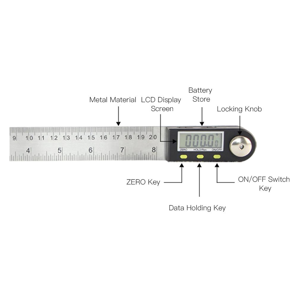 multifunctional measuring tool digital angle ruler 360 lcd display stainless steel electronic goniometer protractor