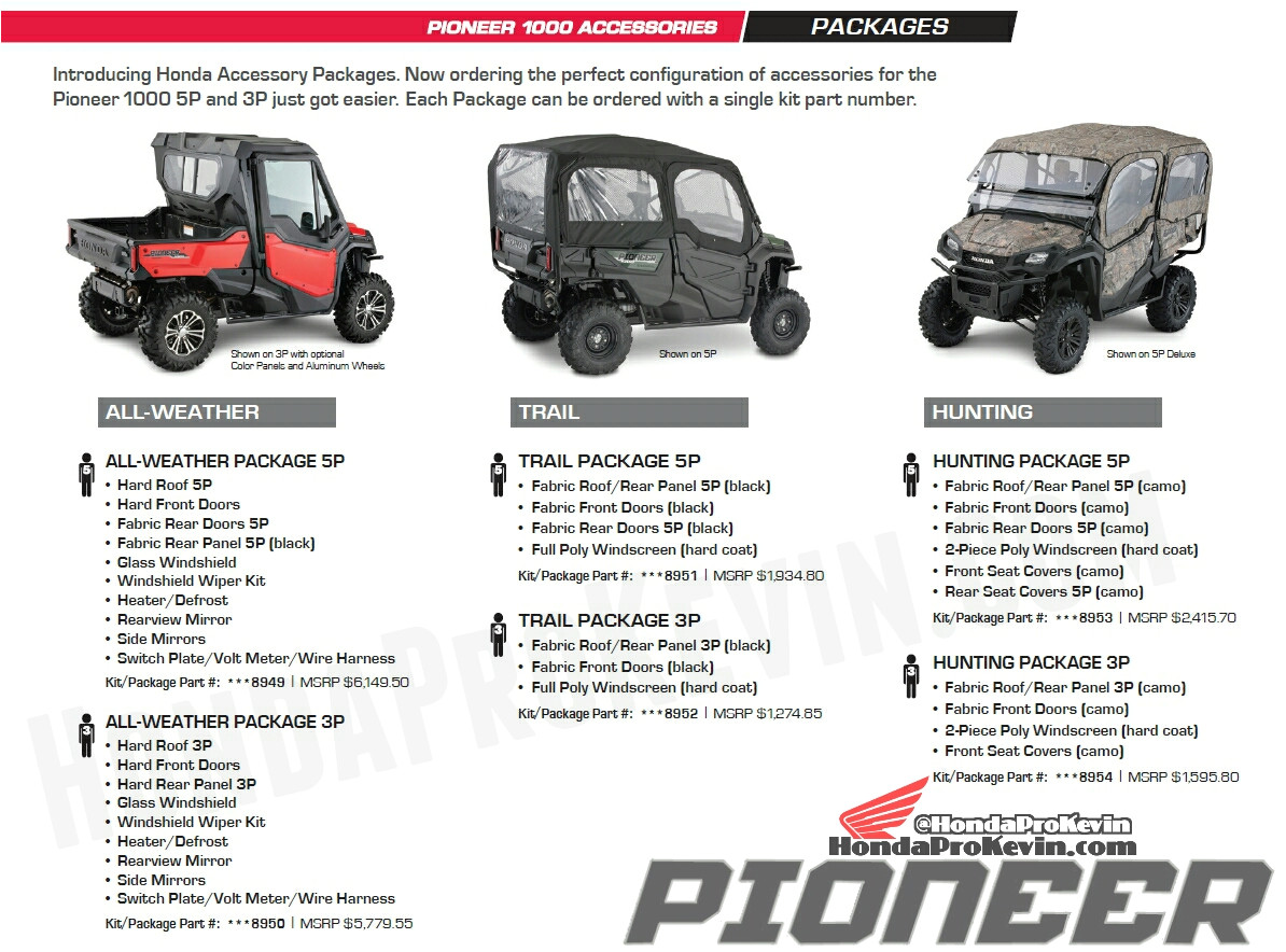 custom honda pioneer 1000 packages accessories utv side by side atv sxs