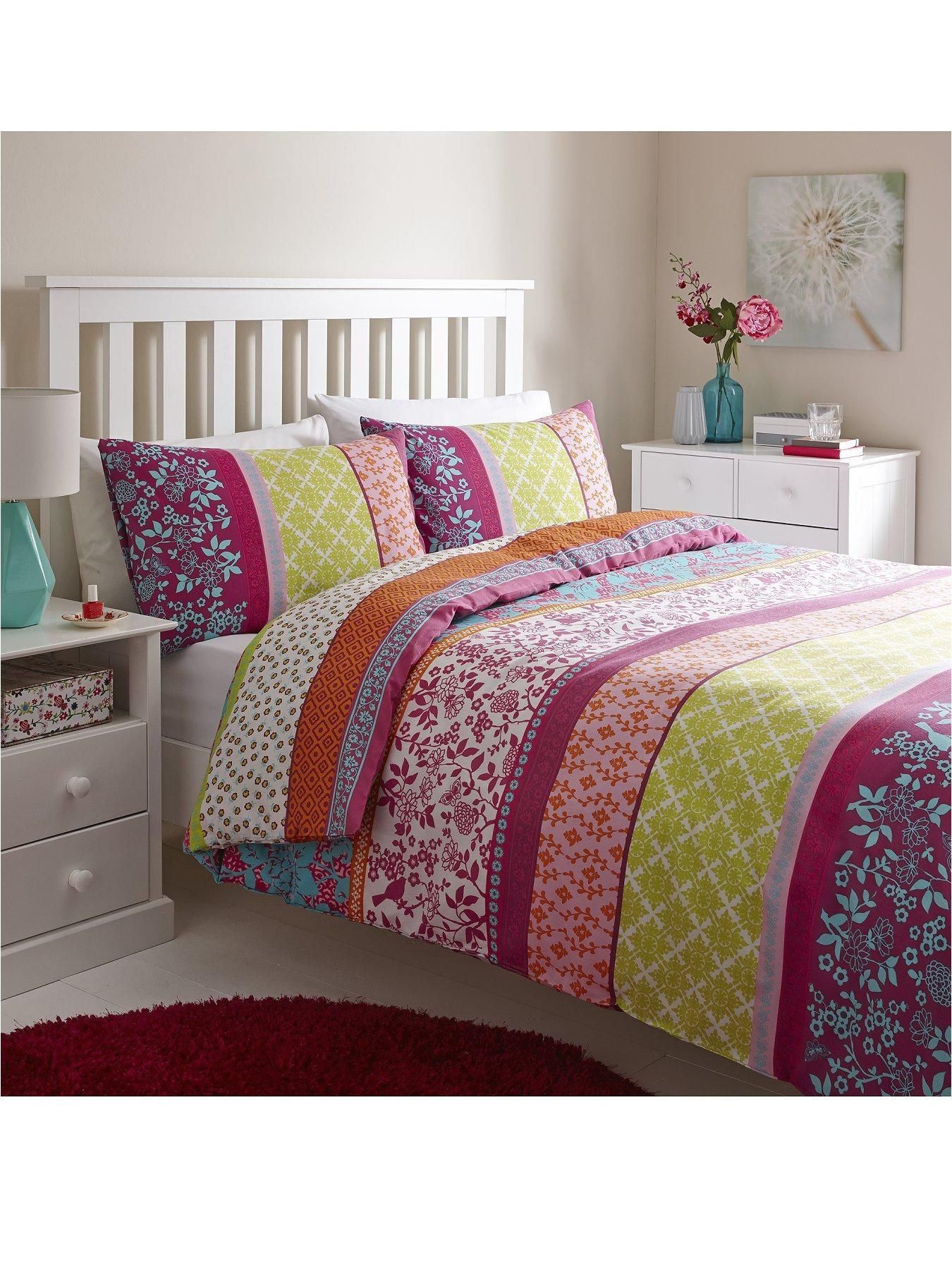 chloe duvet cover set a fabulous multi coloured print stripe bedding colour multi 60 cotton 40 polyester machine washable