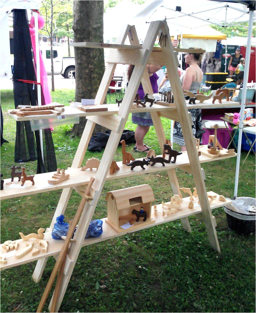 diy folding ladder shelf for your craft show display great portable idea for a market stall
