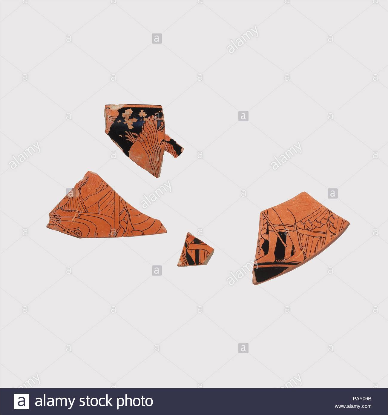 fragments of a terracotta kylix drinking cup culture greek attic