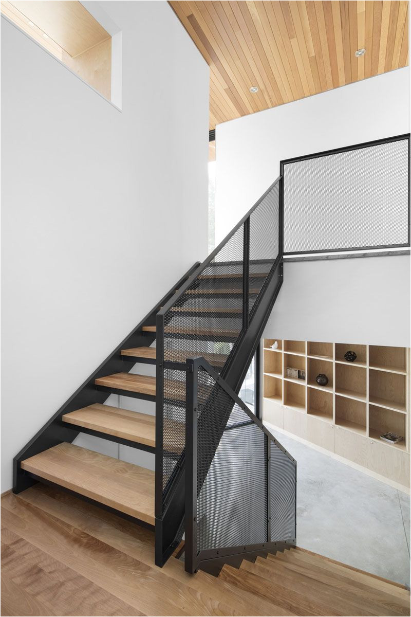 Prefab Metal Stairs Residential these Stairs Combine Wood Black Metal and Mesh to Create A