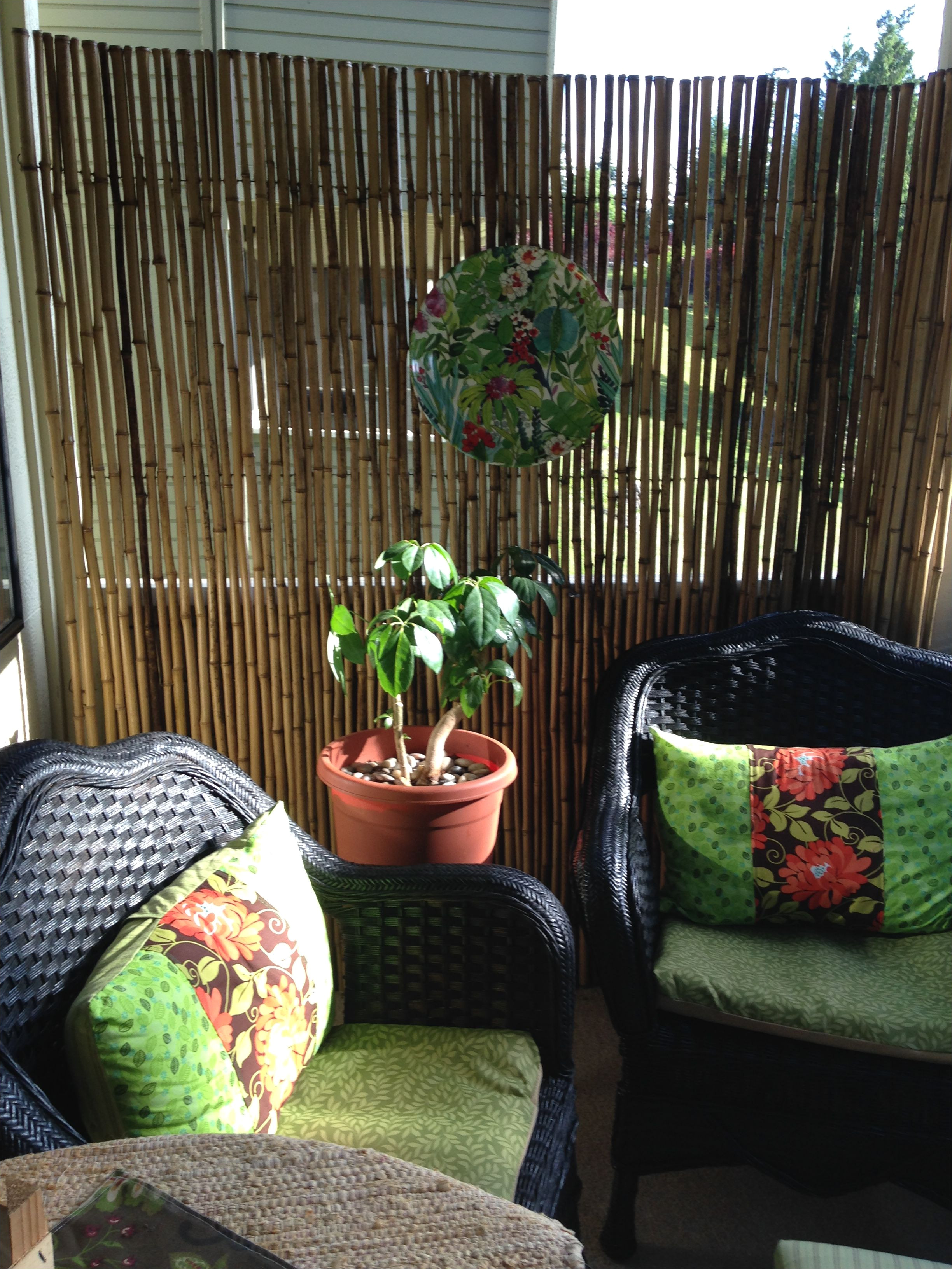 easy makeover using bamboo fencing for privacy spray paint on chairs and little sewing results cozy condo balcony