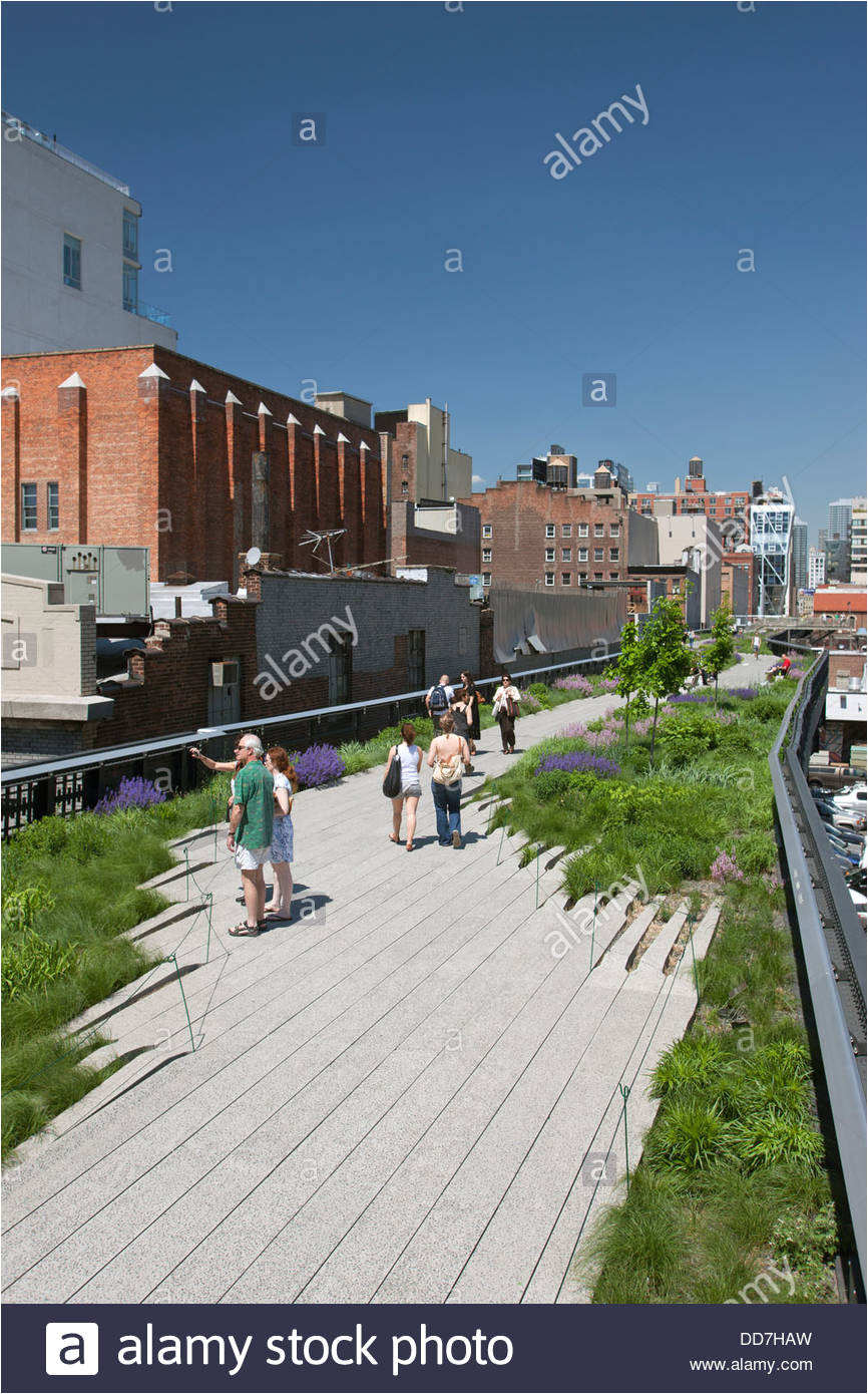 high line elevated park chelsea manhattan new york city usa stock image
