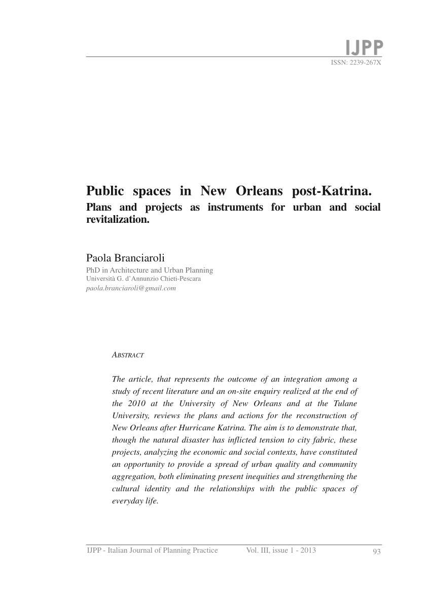 Public Storage New orleans East Pdf Public Spaces In New orleans Postkatrina Plans and Projects as