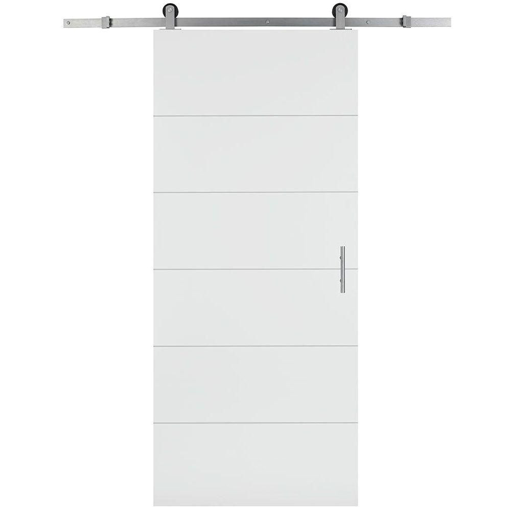 melrose solid core primed composite interior barn door slab with sliding door hardware kit 47590 the home depot