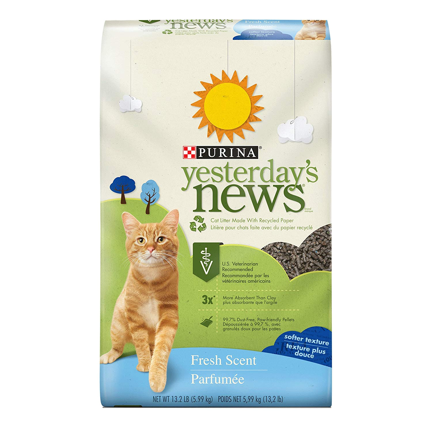 amazon com purina yesterday s news fresh scent cat litter 13 2 lb bag pet litter pet supplies