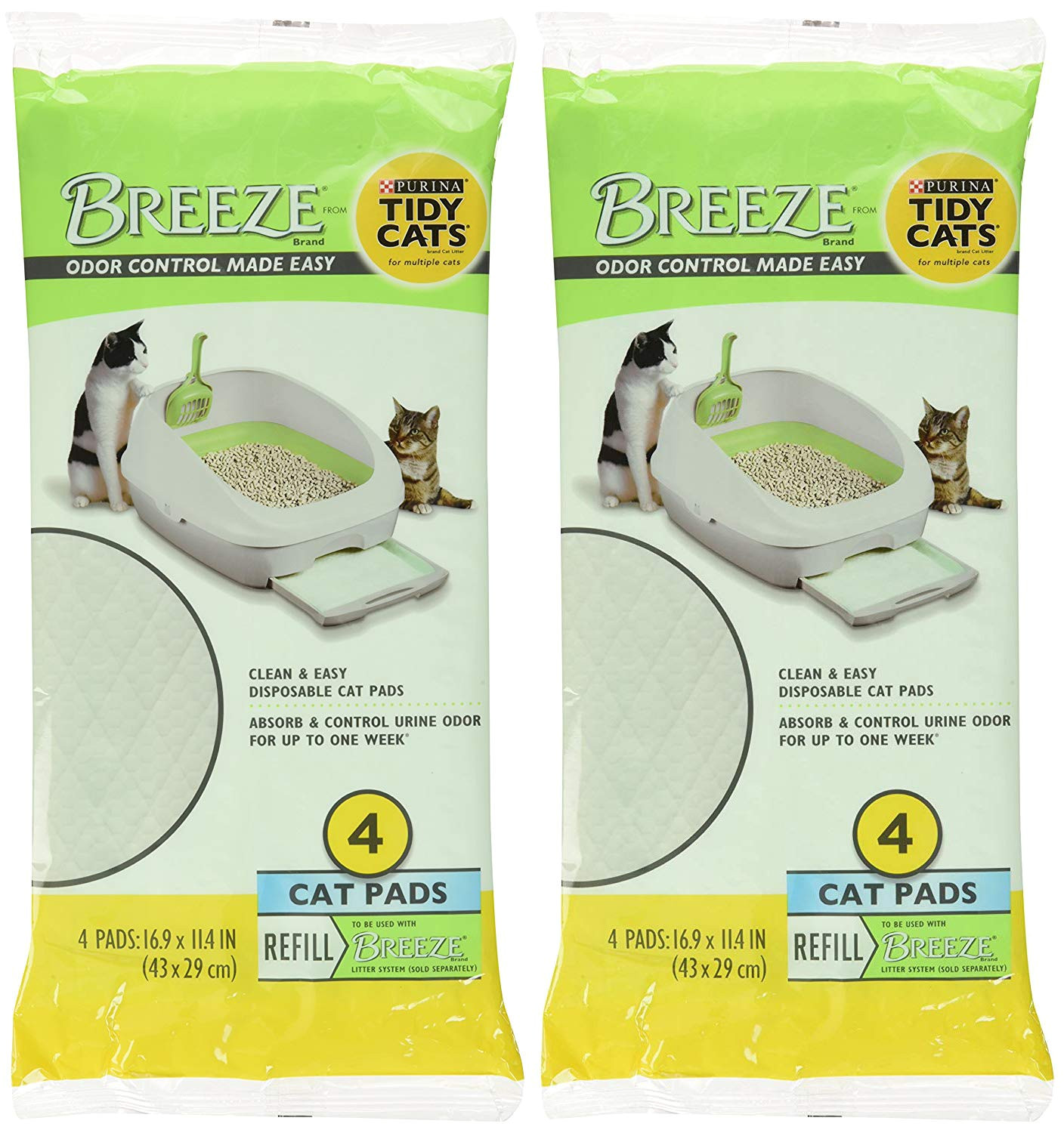 amazon com tidy cats breeze litter pads 16 9 x11 4 2 pack of 4 pads 2 pack 2 set of 2 pack pet supplies