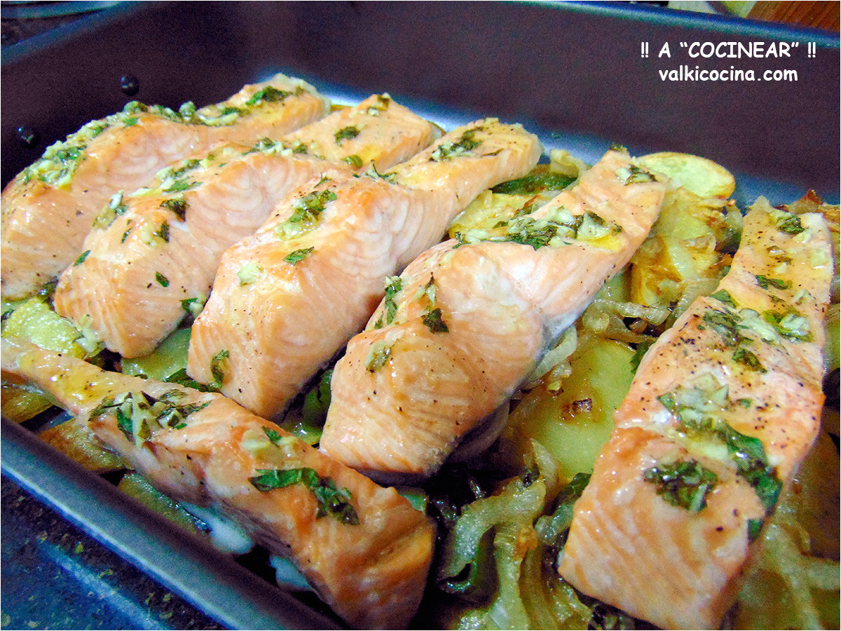 salma n al horno con patatas panadera