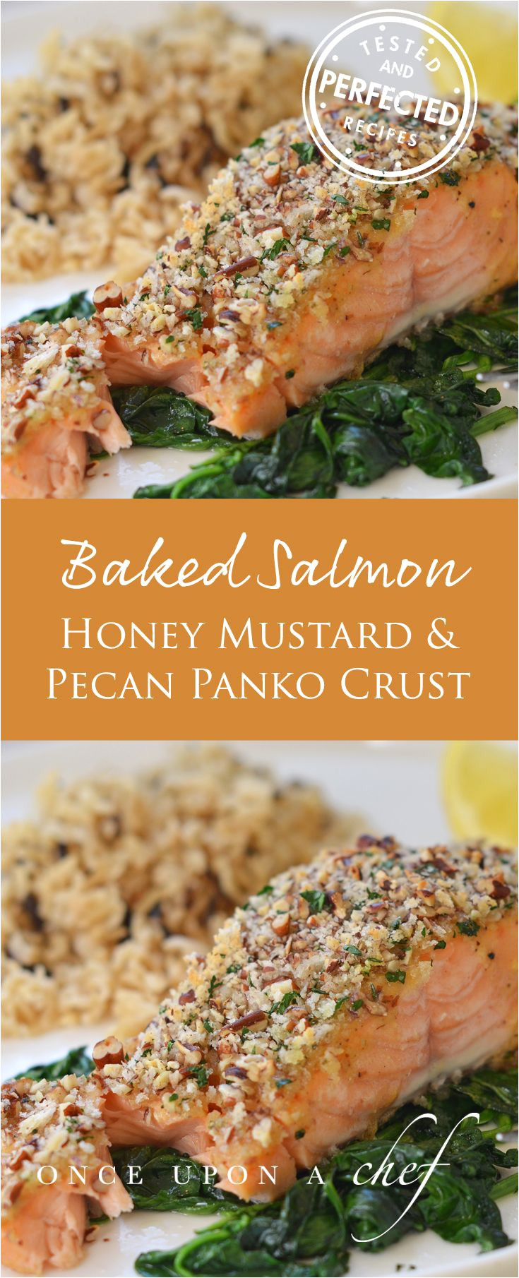 baked salmon with honey mustard and pecan panko crust