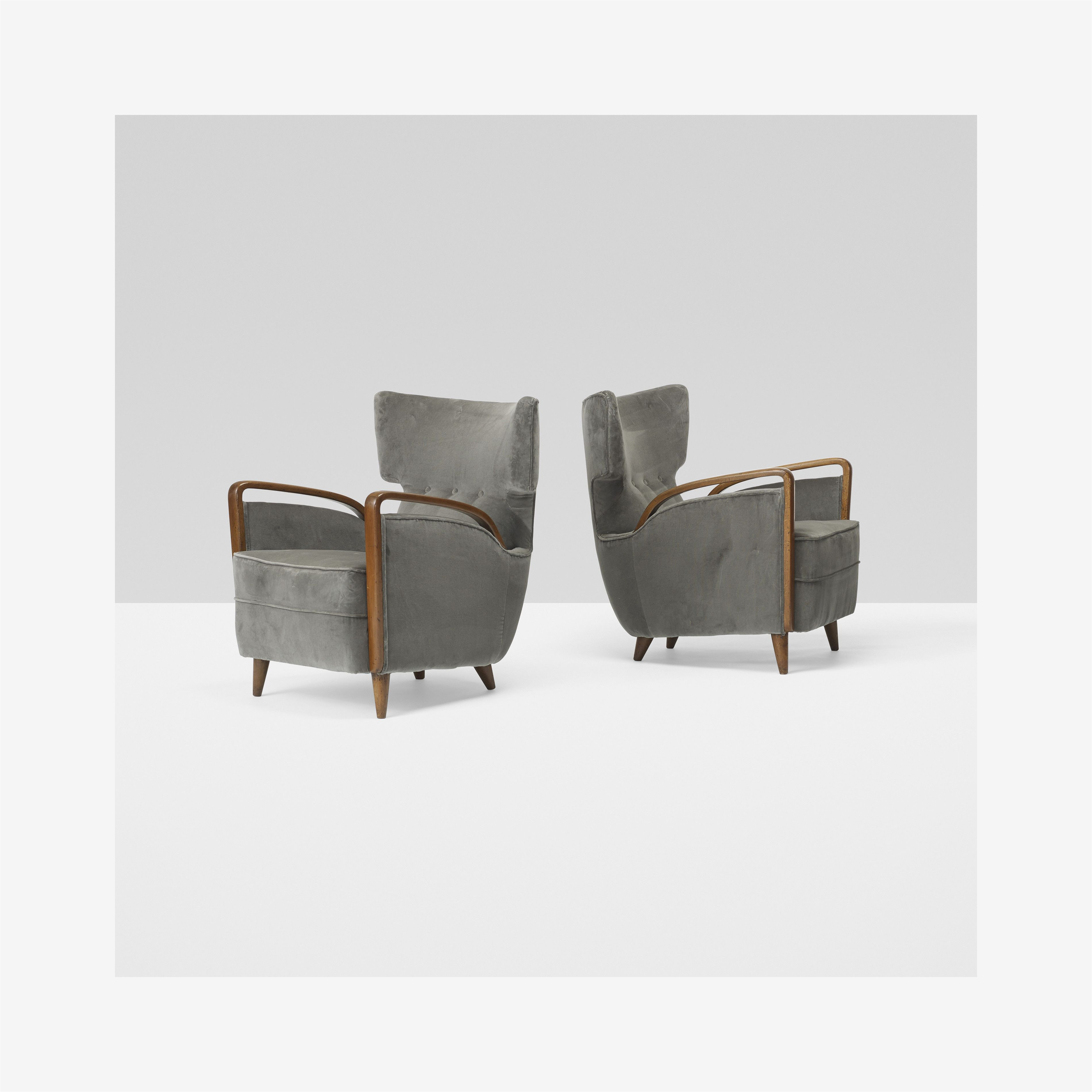 melchiorre bega pair of lounge chairs model 512 cassina italy 1953 italian walnutupholstery 24 5 w x 27 d x 31 h inches estimate 10 000 15 000