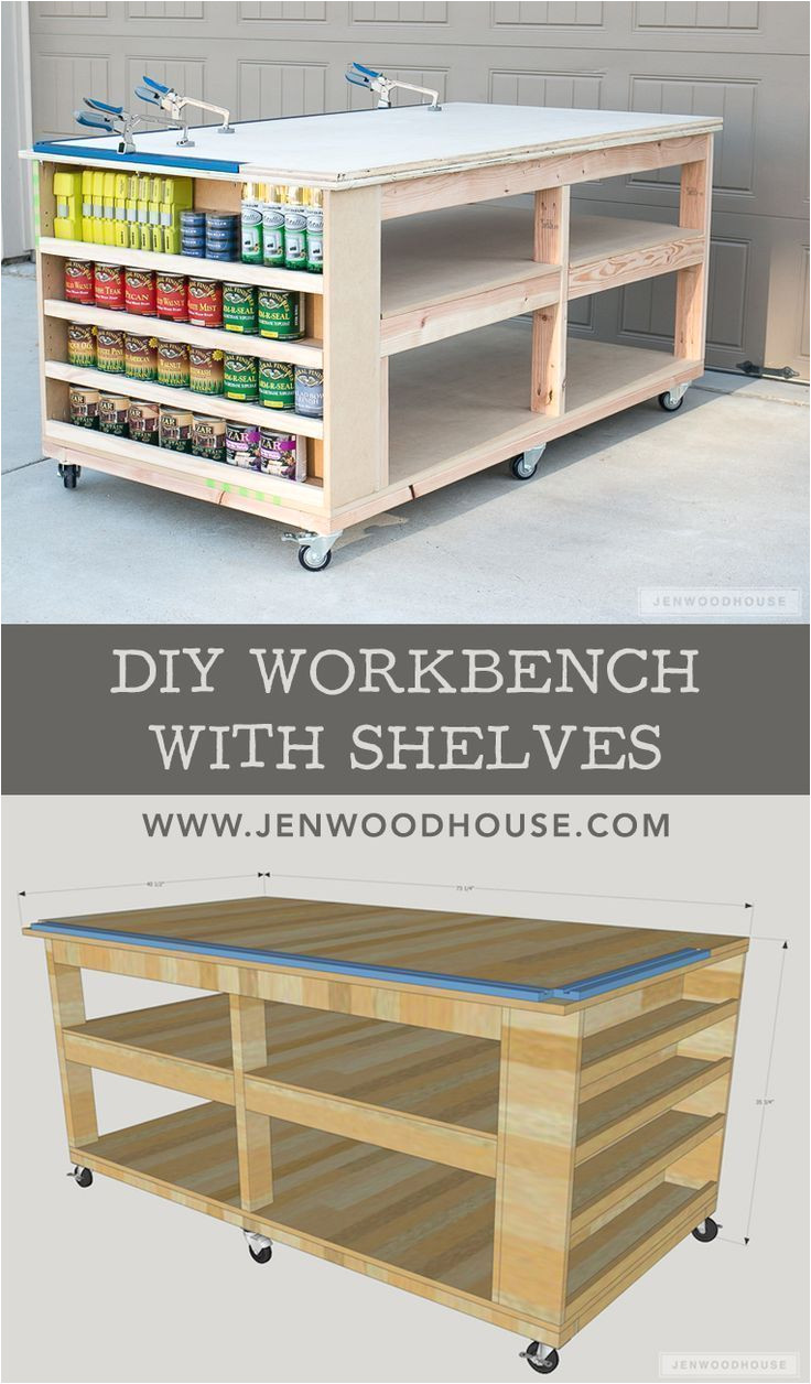 how to build a diy mobile workbench with shelves