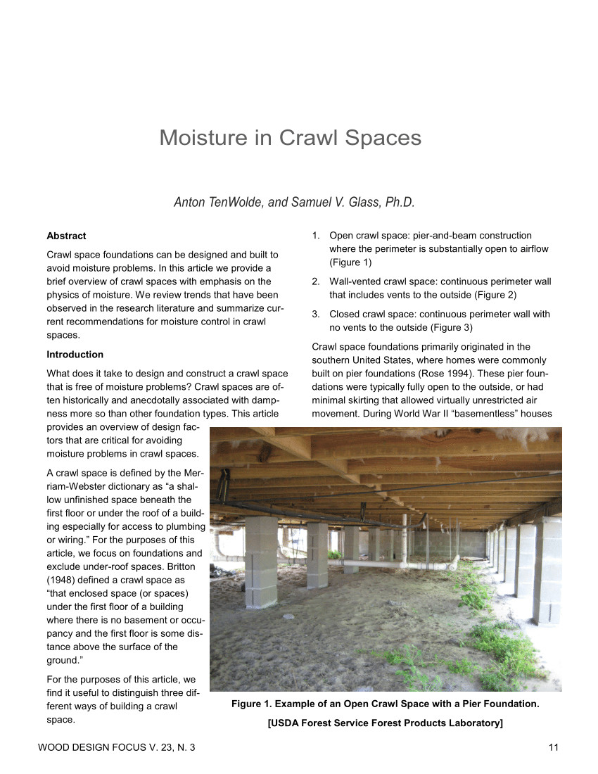 pdf moisture performance of insulated raised wood frame floors a study of twelve houses in southern louisiana