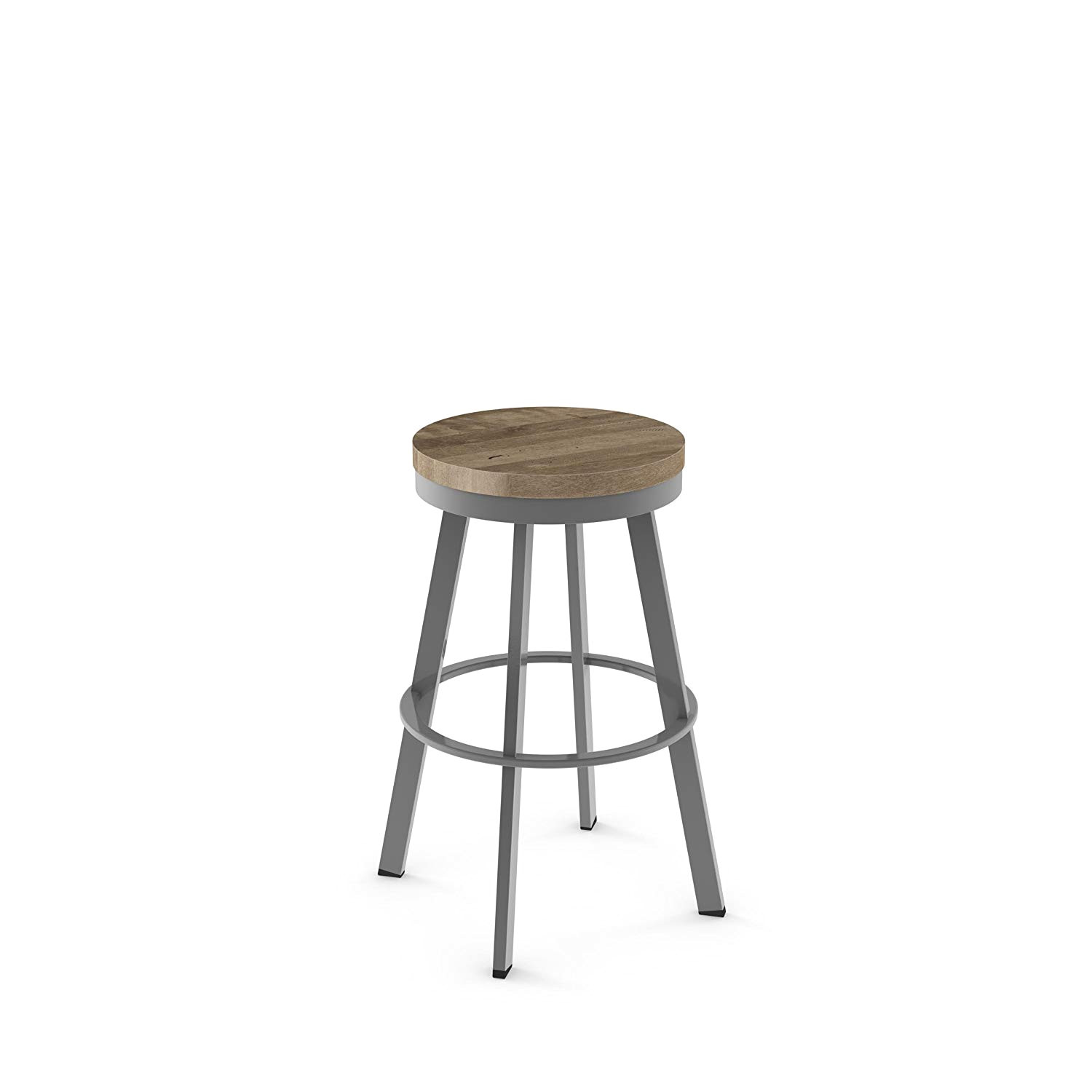 amazon com amisco warner swivel metal counter stool in glossy grey metal and beige distressed wood kitchen dining