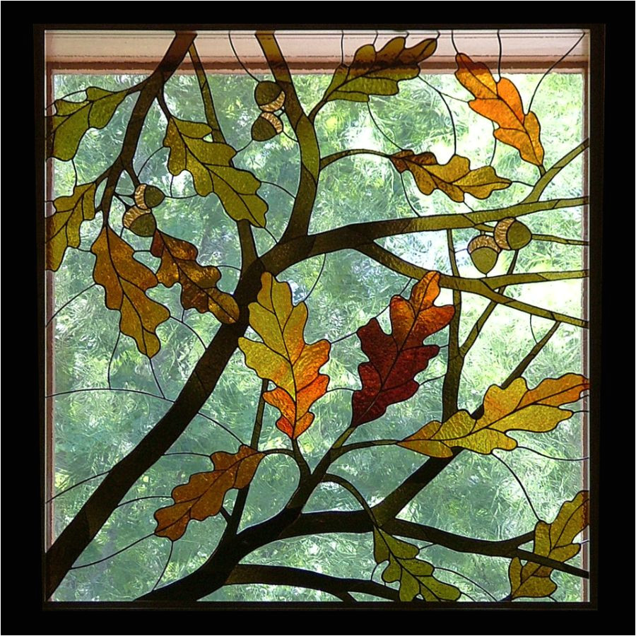 image result for fall leaves stained glass