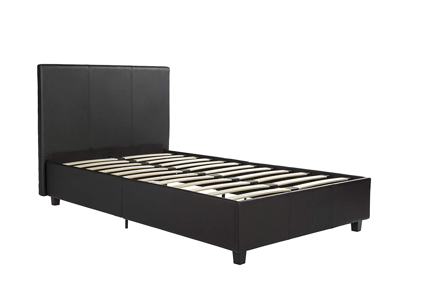 amazon com dhp maddie upholstered platform bed frame black faux leather twin kitchen dining