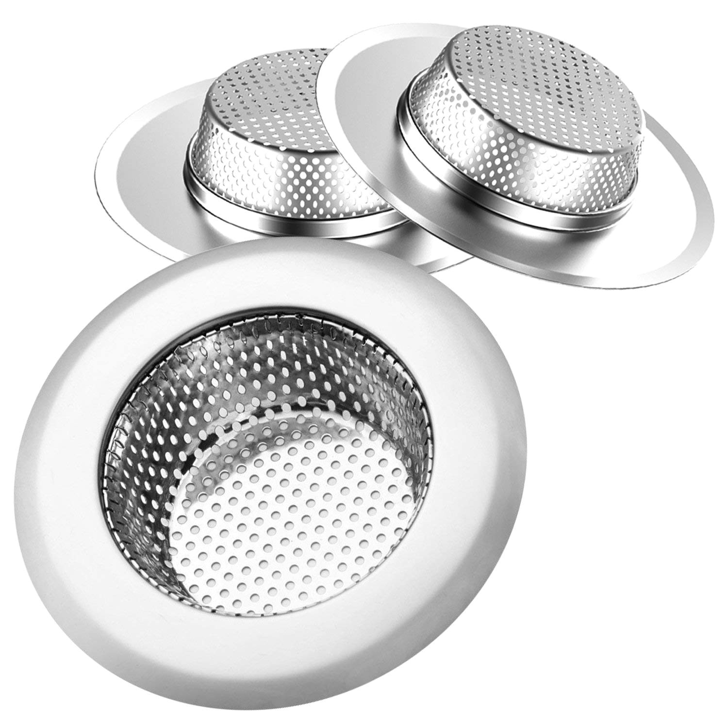 helect 3 pack kitchen sink strainer stainless steel drain filter strainer with large wide rim 4 5 for kitchen sinks