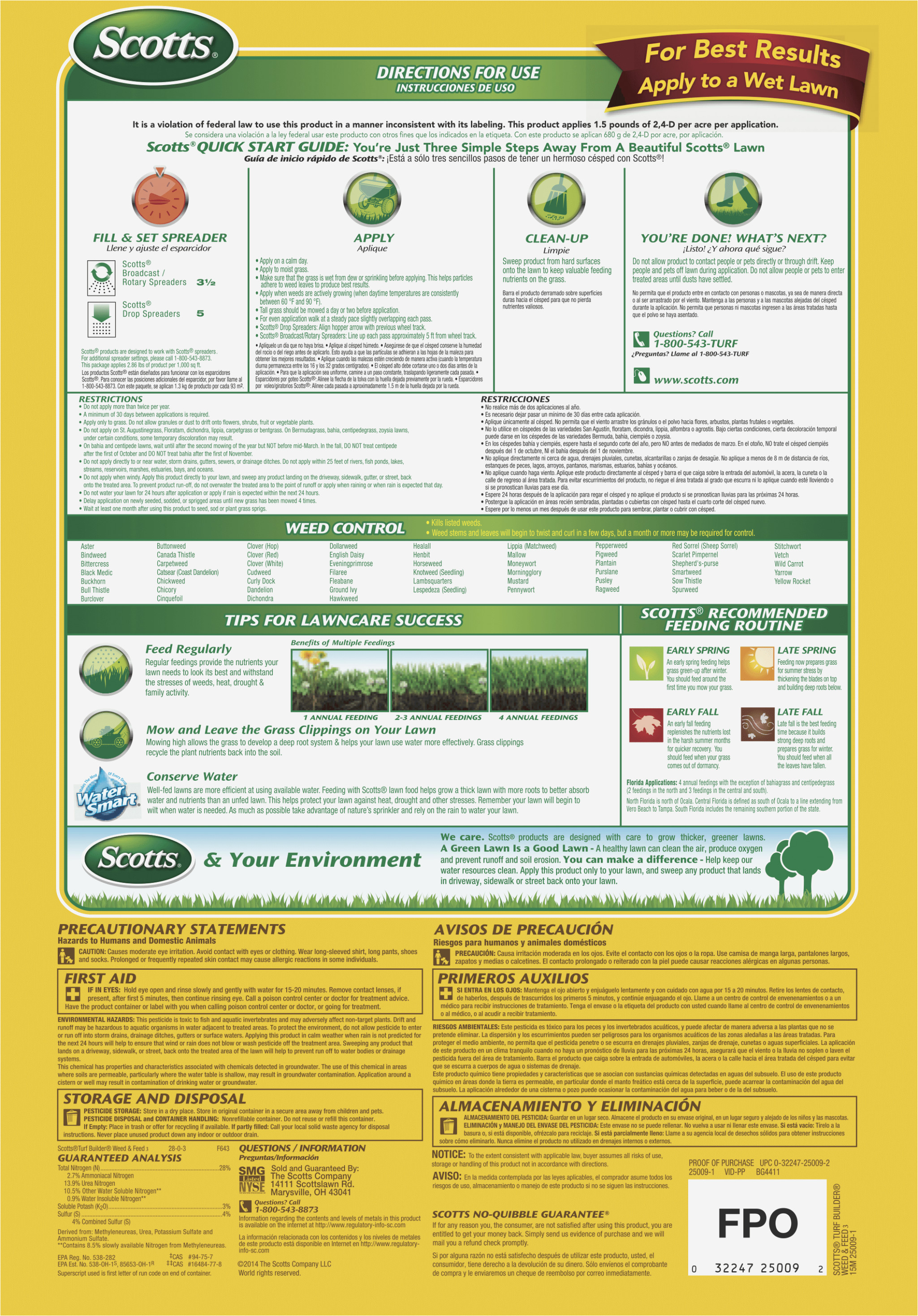 scotts turf builder weed and feed lawn fertilizer lawn care scotts rotary spreader settings chart png