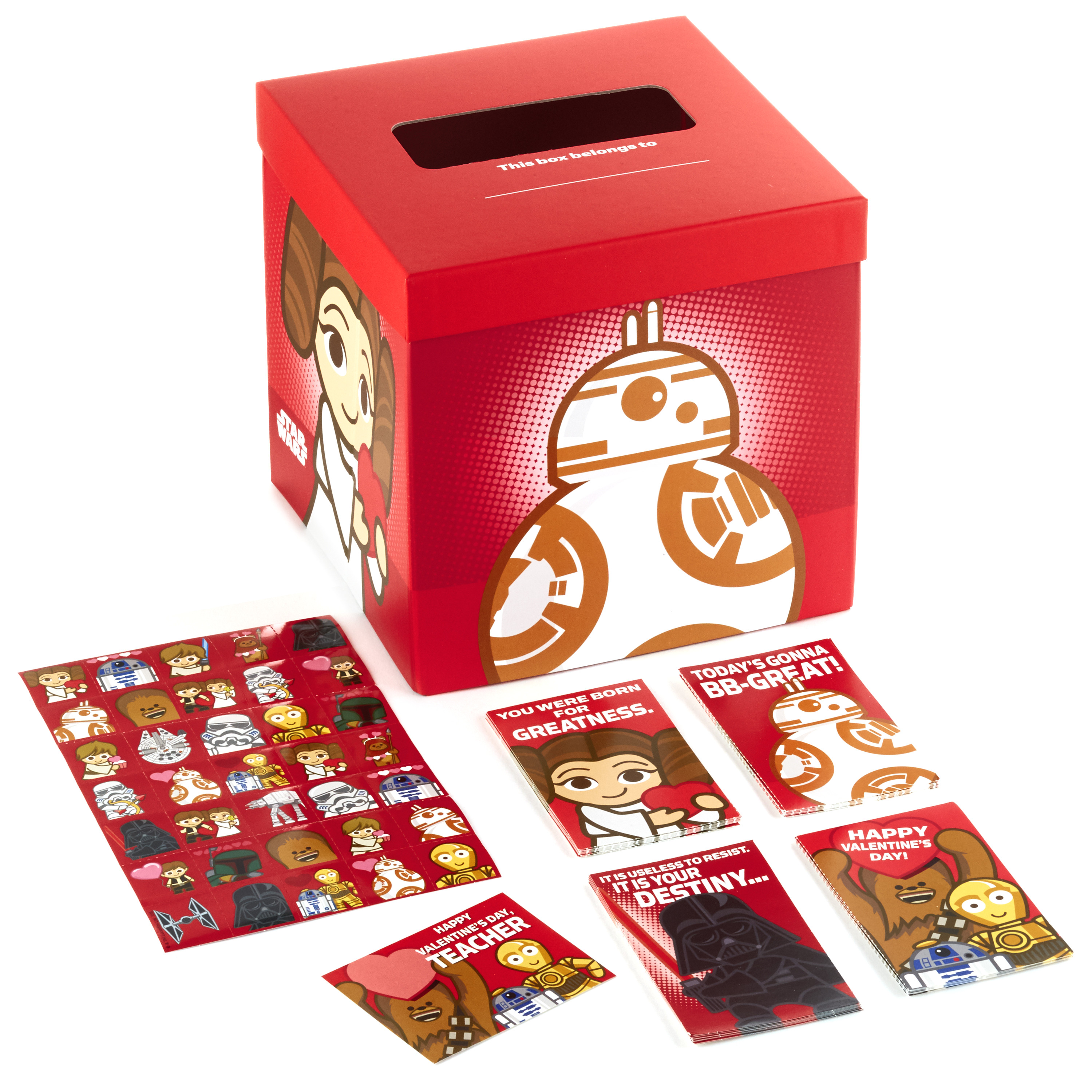 hallmark kids valentine cards and mailbox for classroom exchange star wars 1 box 32 cards 35 stickers 1 teacher card walmart com