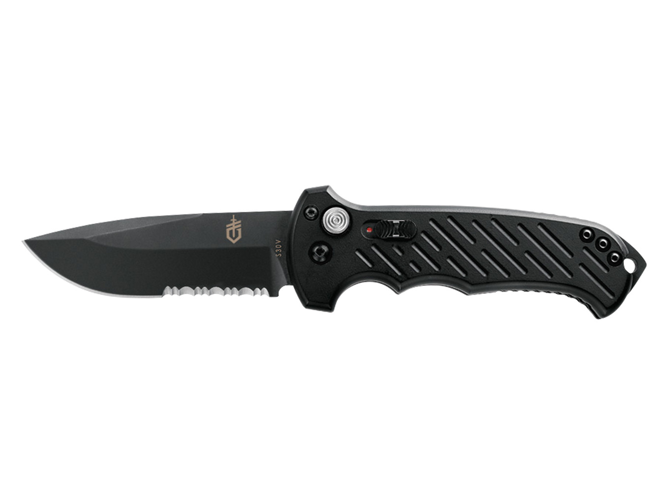 gerber 06 auto automatic opening drop point serrated edge knife