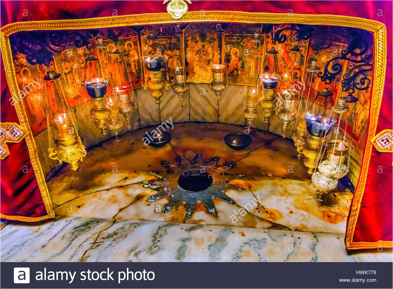 grotte uber sterne marken vor ort wherejesus christus kirche der geburtskirche bethlehem westjordanland palastinas