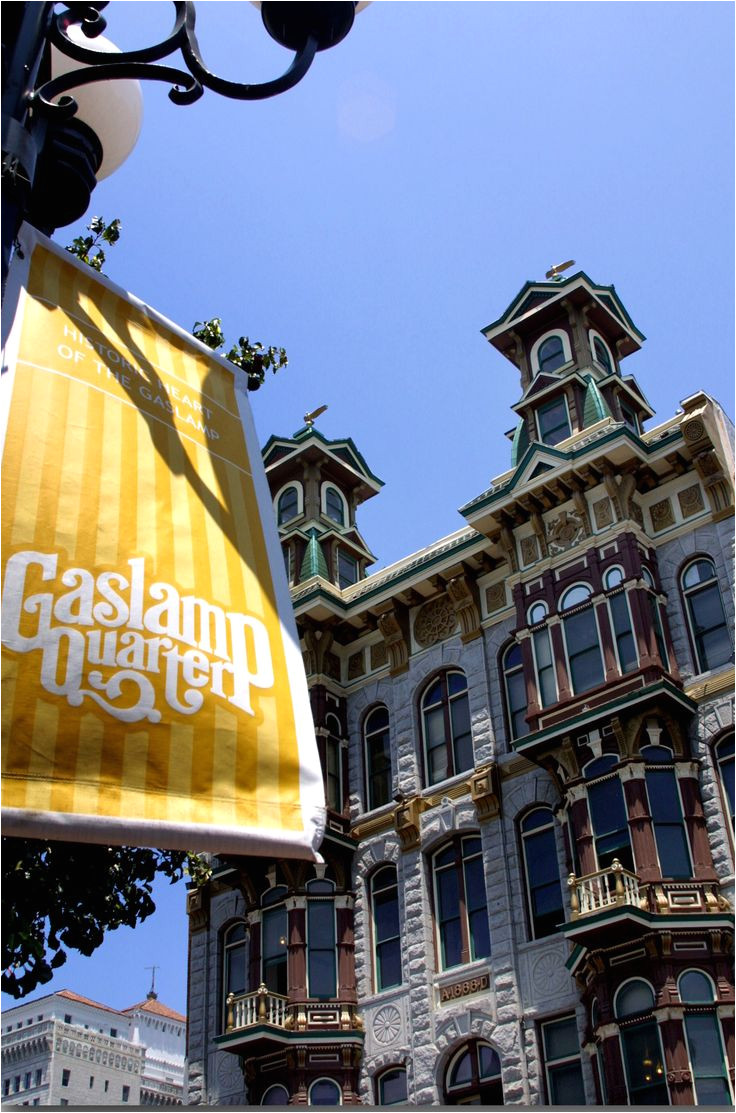 gaslamp quarter with flag san diego tourism san diego california read story